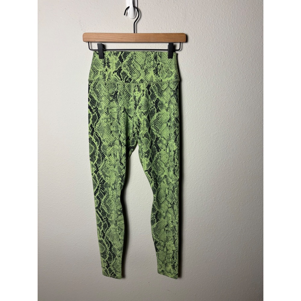 Alo Yoga High-Waist Vapor Leggings Lime Green Black Snakeskin Size M